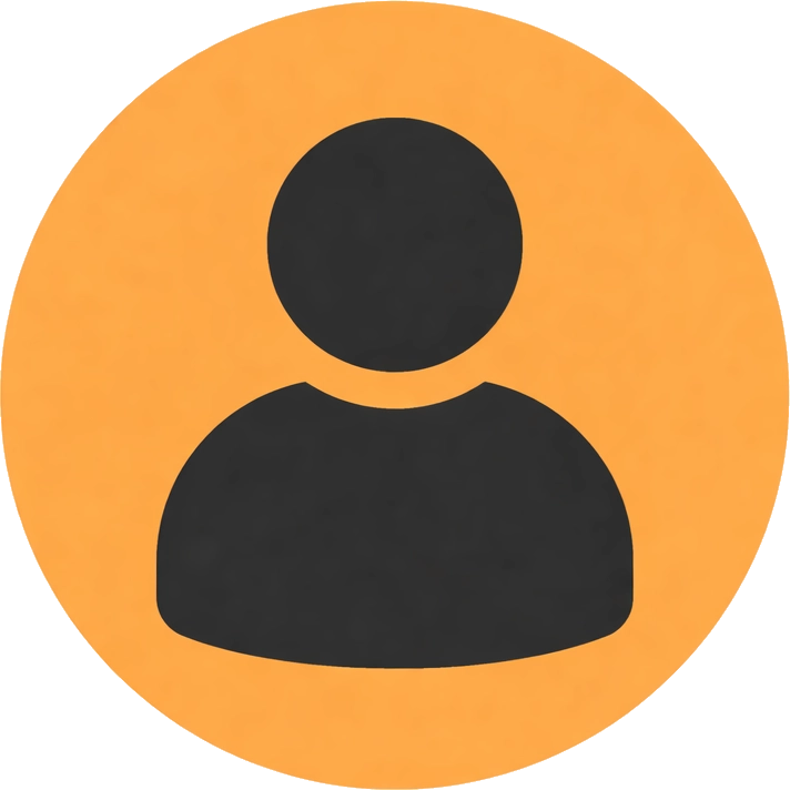 A simple user profile icon with an orange background.
